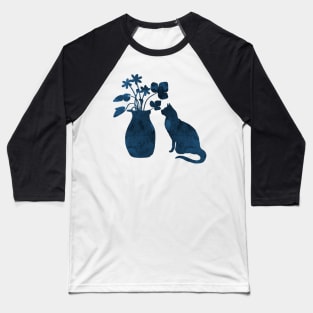 Cat and flowers Baseball T-Shirt